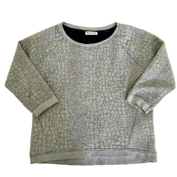 Whistles Designer Women's Grey‎ Quilted Semi-Cropped Pullover Sweatshirt. Size 2 - Picture 1 of 10